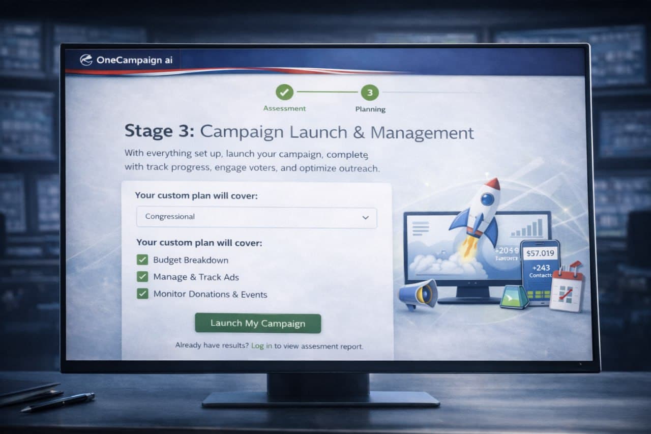 Messaging framework flow diagram showing how campaign narrative, message box, and issue framing connect